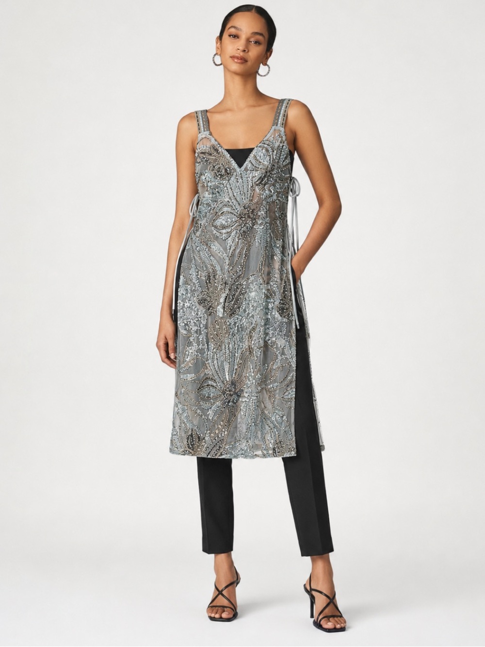 NWOT BL^NK London Anthropologie Sequin Embellished Open Side Tunic XS
